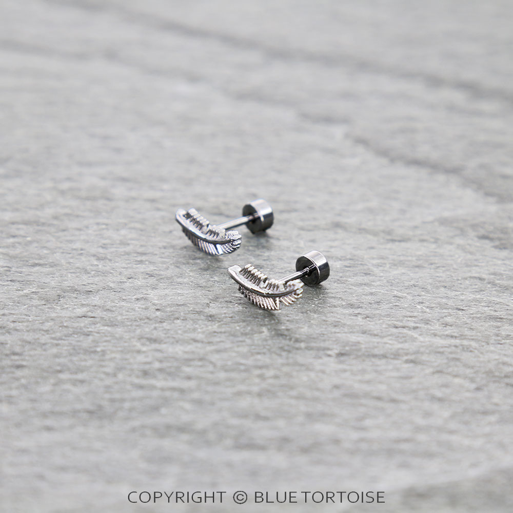 Stainless Leaf Flat Back Sleeper Earrings - Image 3