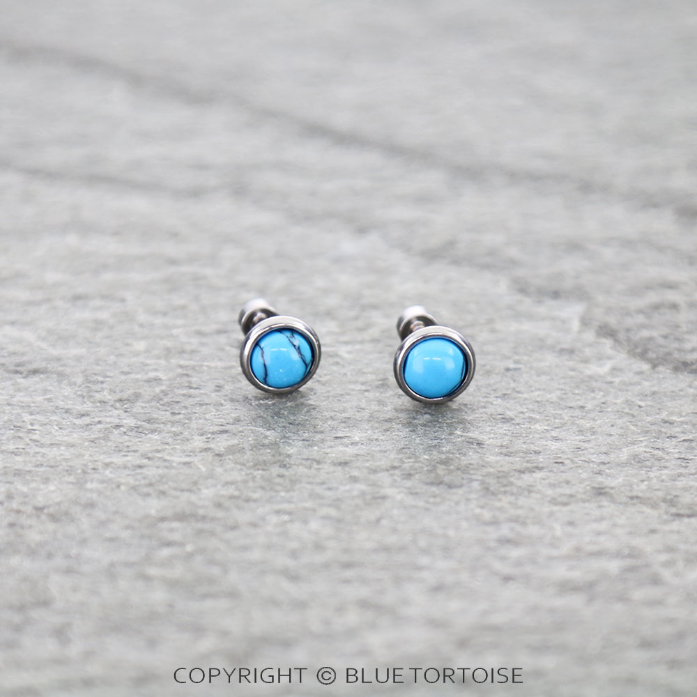 Stainless Round Stone Flat Back Sleeper Earrings