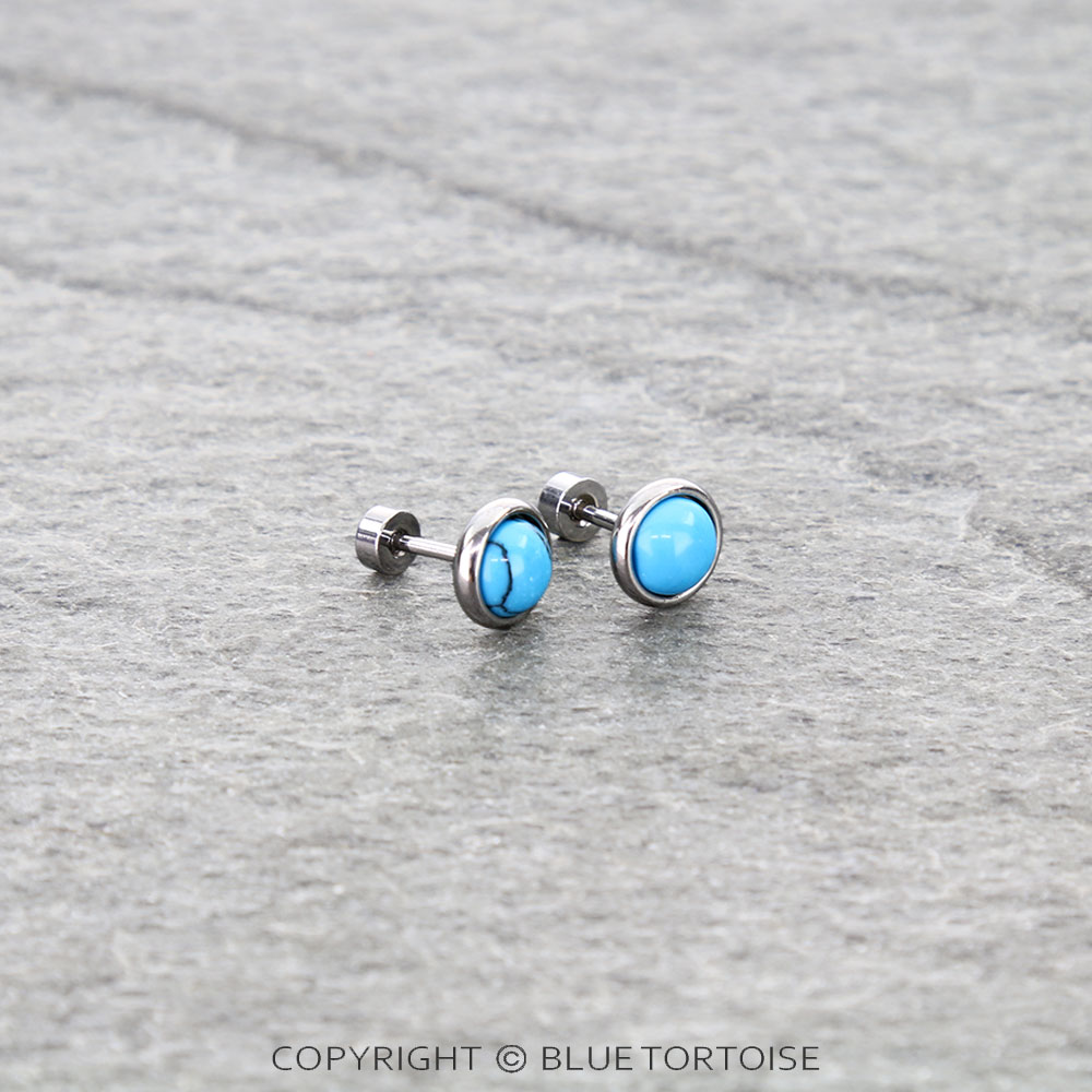 Stainless Round Stone Flat Back Sleeper Earrings - Image 3