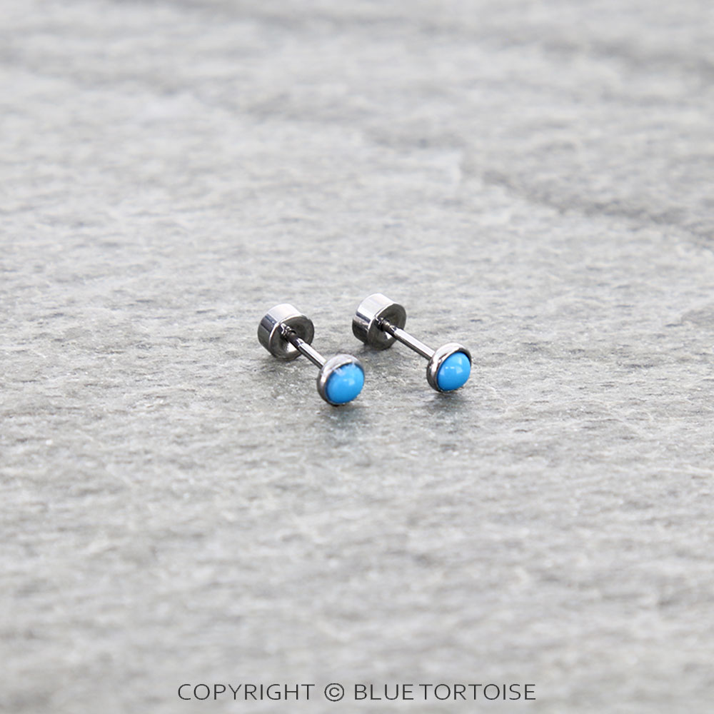 Stainless Round Stone Flat Back Sleeper Earrings - Image 3