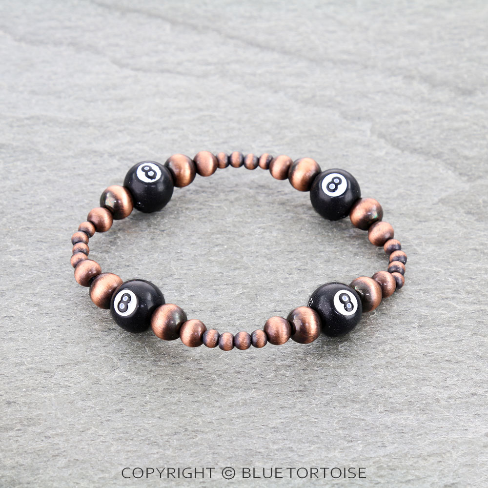 Western 8 Ball Charm Stretch Bracelet