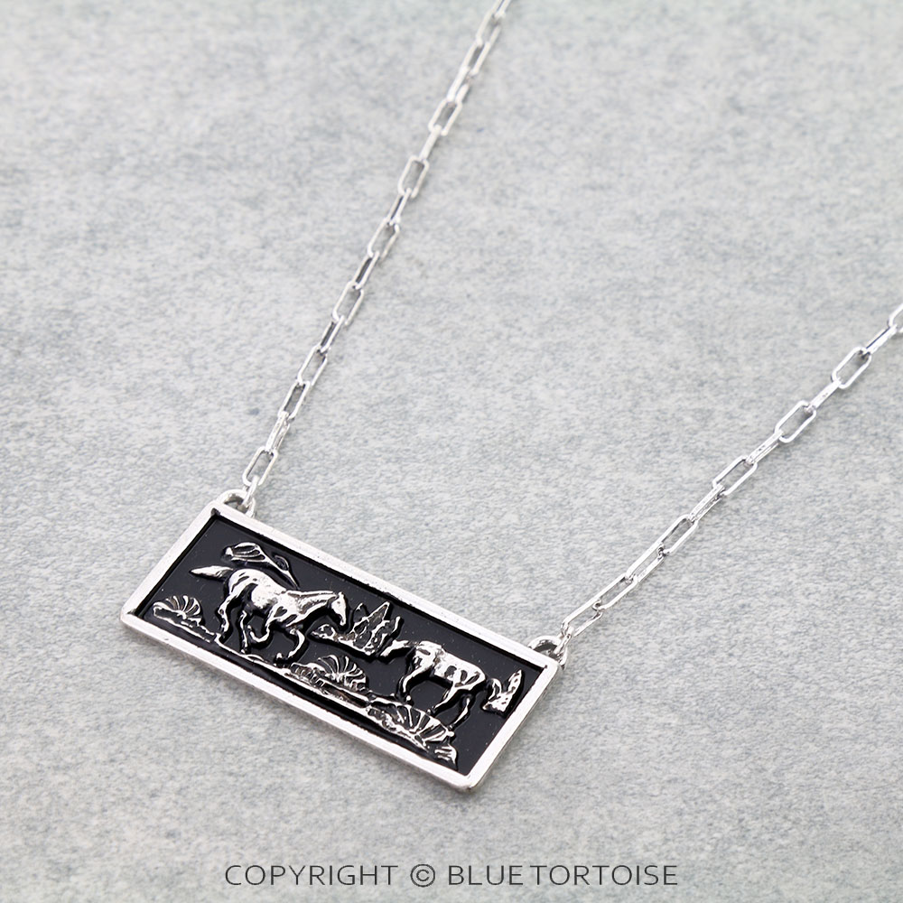 Western Running Horse Plate Necklace - Image 3