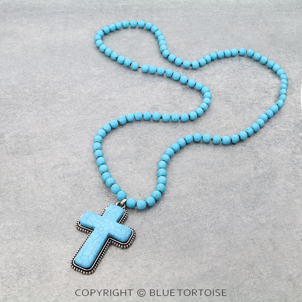 Cross Stone Pendant Necklace