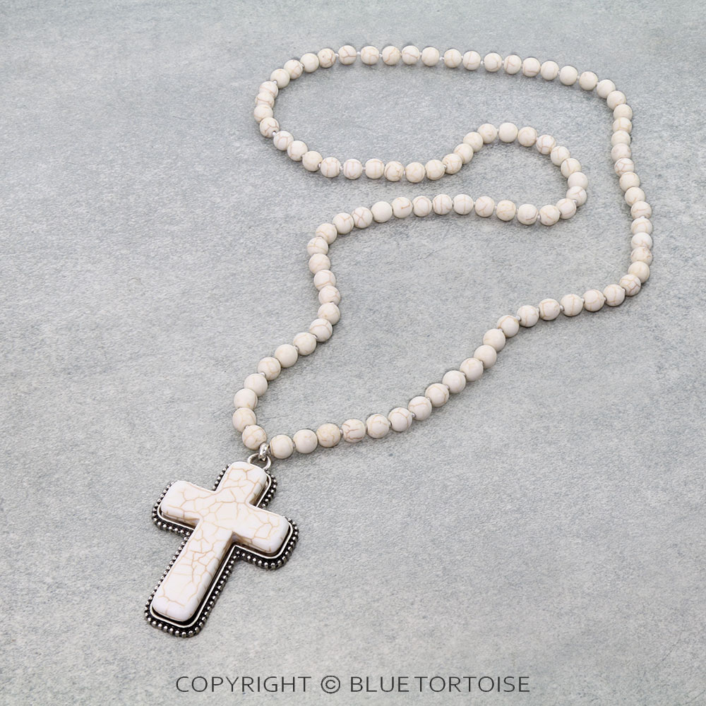 Cross Stone Pendant Necklace