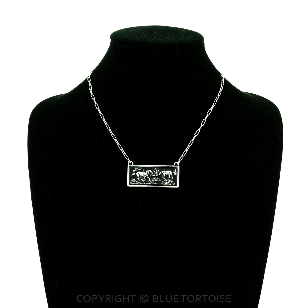Western Running Horse Plate Necklace - Image 2