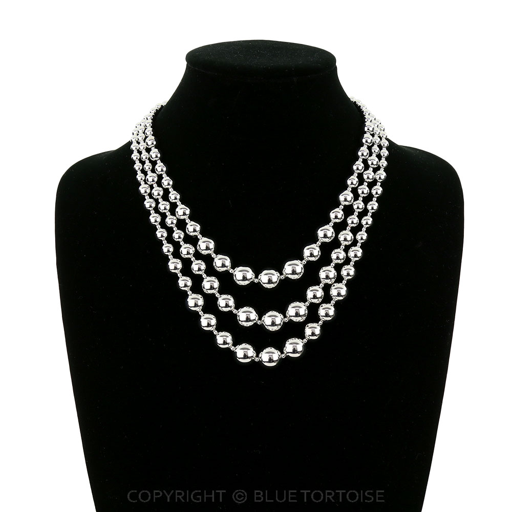 3 Layered Silver Ball Necklace - Image 2