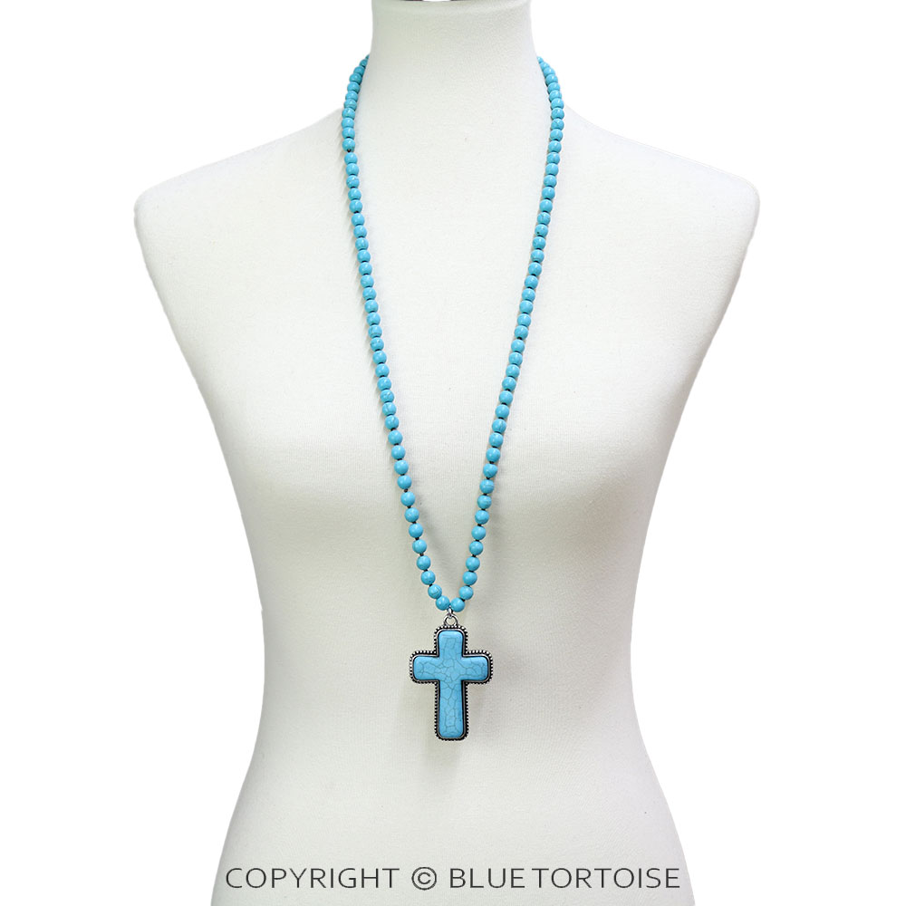 Cross Stone Pendant Necklace - Image 2