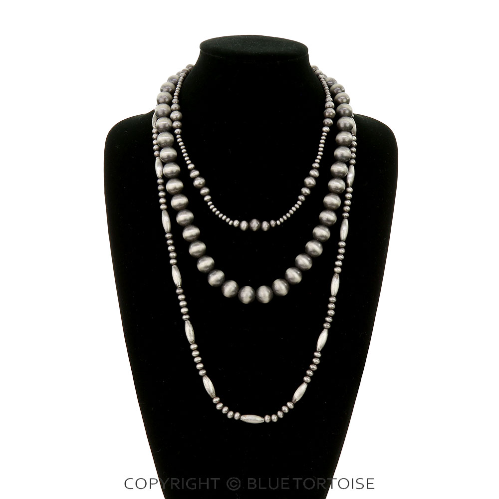 3 Layered Navajo Style Pearl Necklace - Image 2