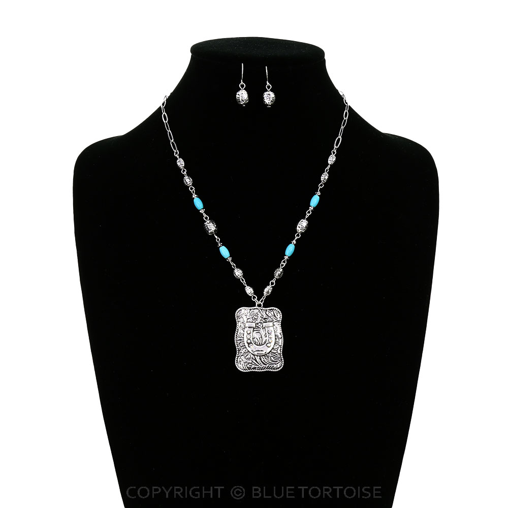 Western Horseshoe Plate Necklace Set - Image 2