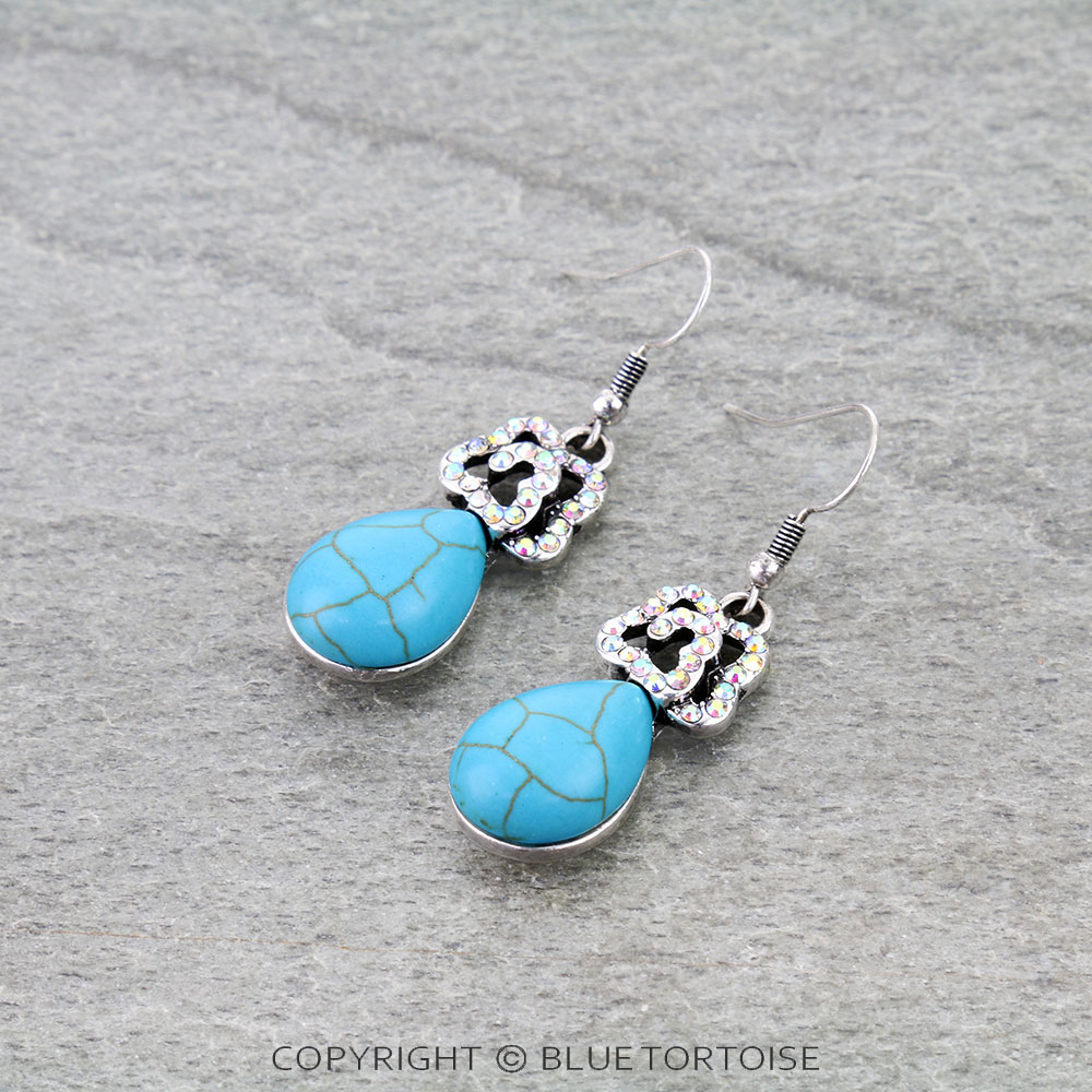 Western Teardrop Stone Dangle Earrings