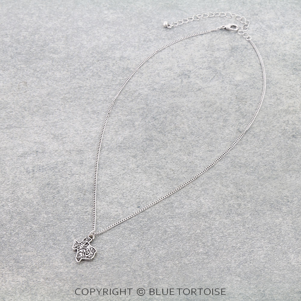 Western Etched Texas Map Necklace