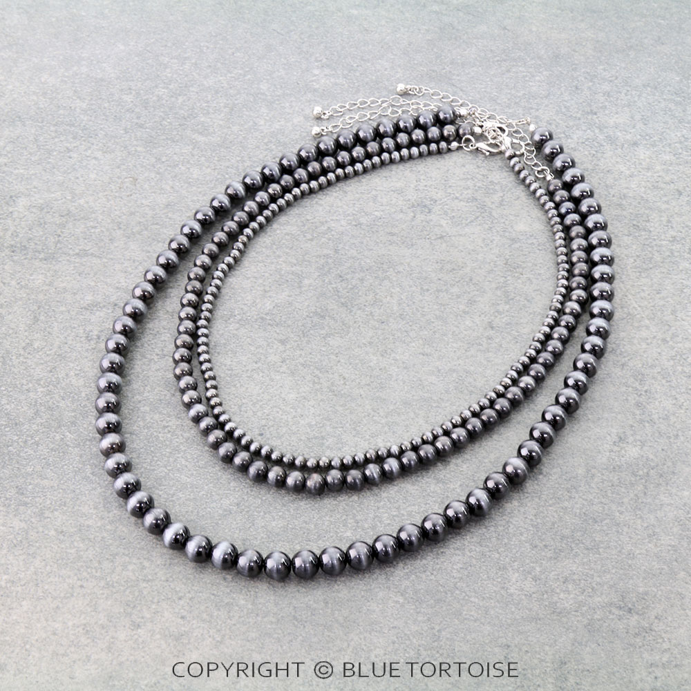 3 Layered Navajo Style Pearl Necklace