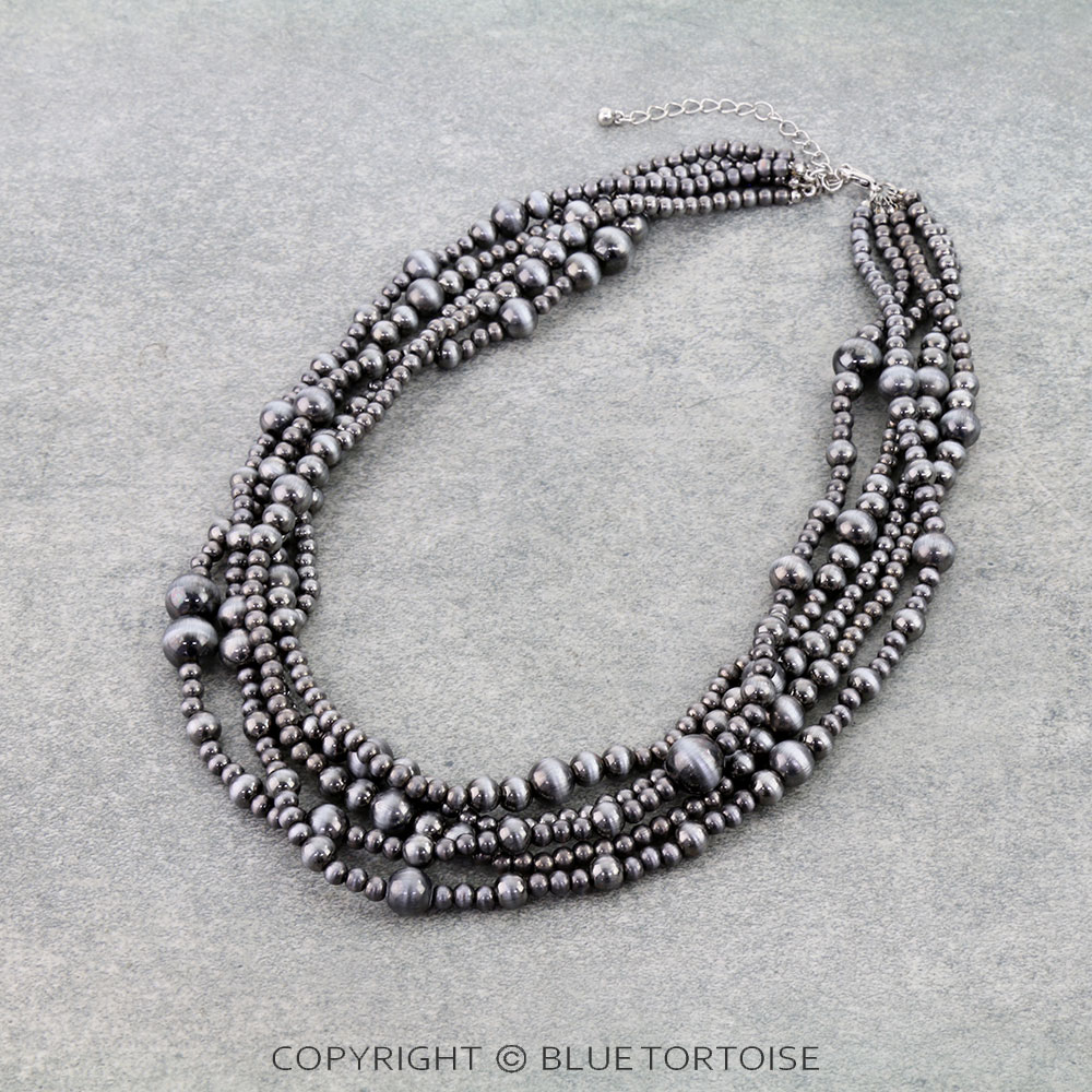 5 Layered Navajo Style Pearl Necklace