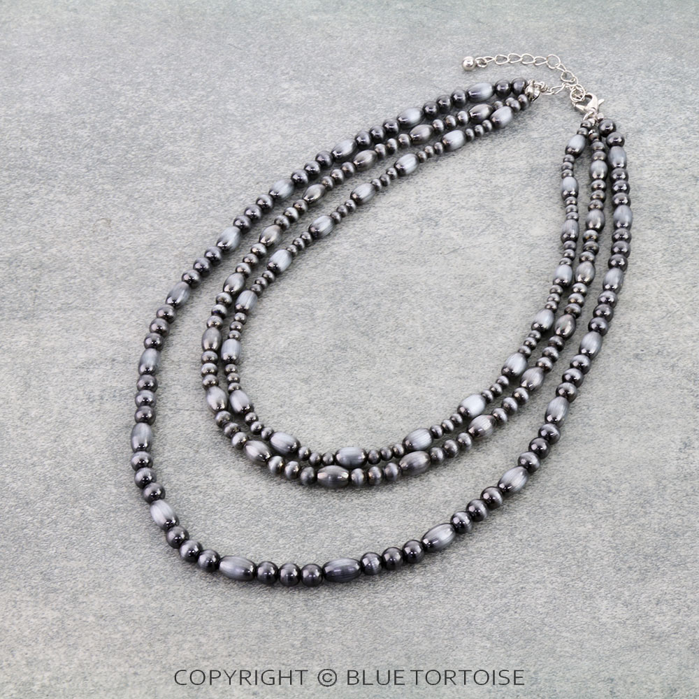 3 Layered Navajo Style Pearl Necklace