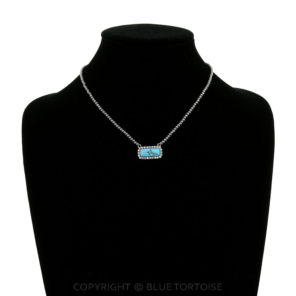 Western Rectangle Paved Stone Necklace - Image 2