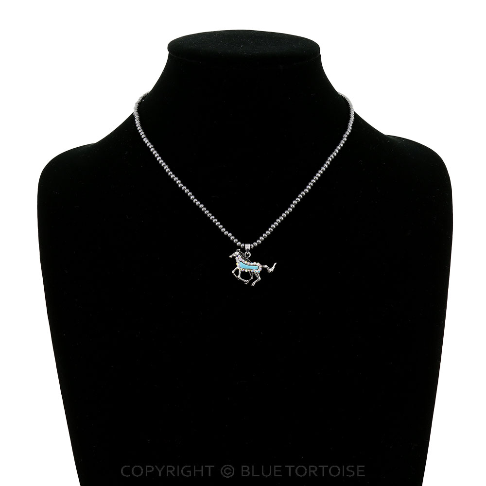 Western Running Horse Paved Stone Necklace - Image 2