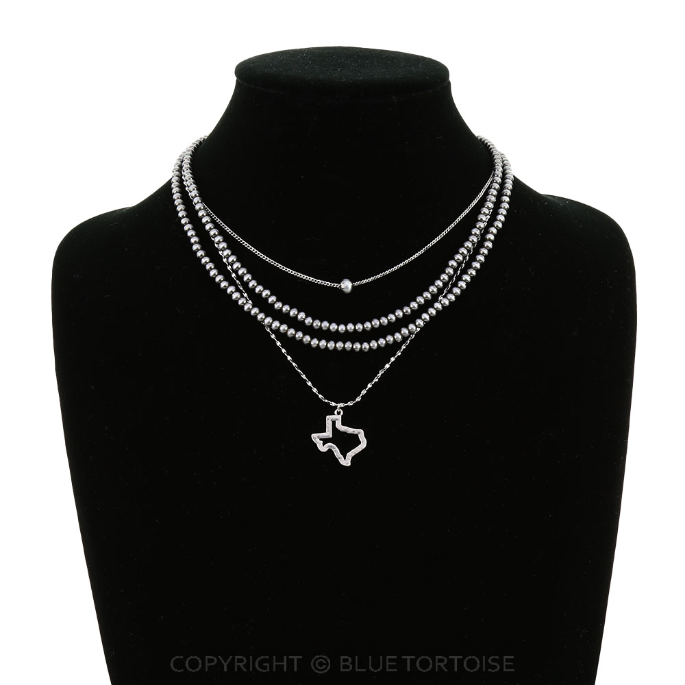 4 Layered Western Texas Map Outline Necklace - Image 2