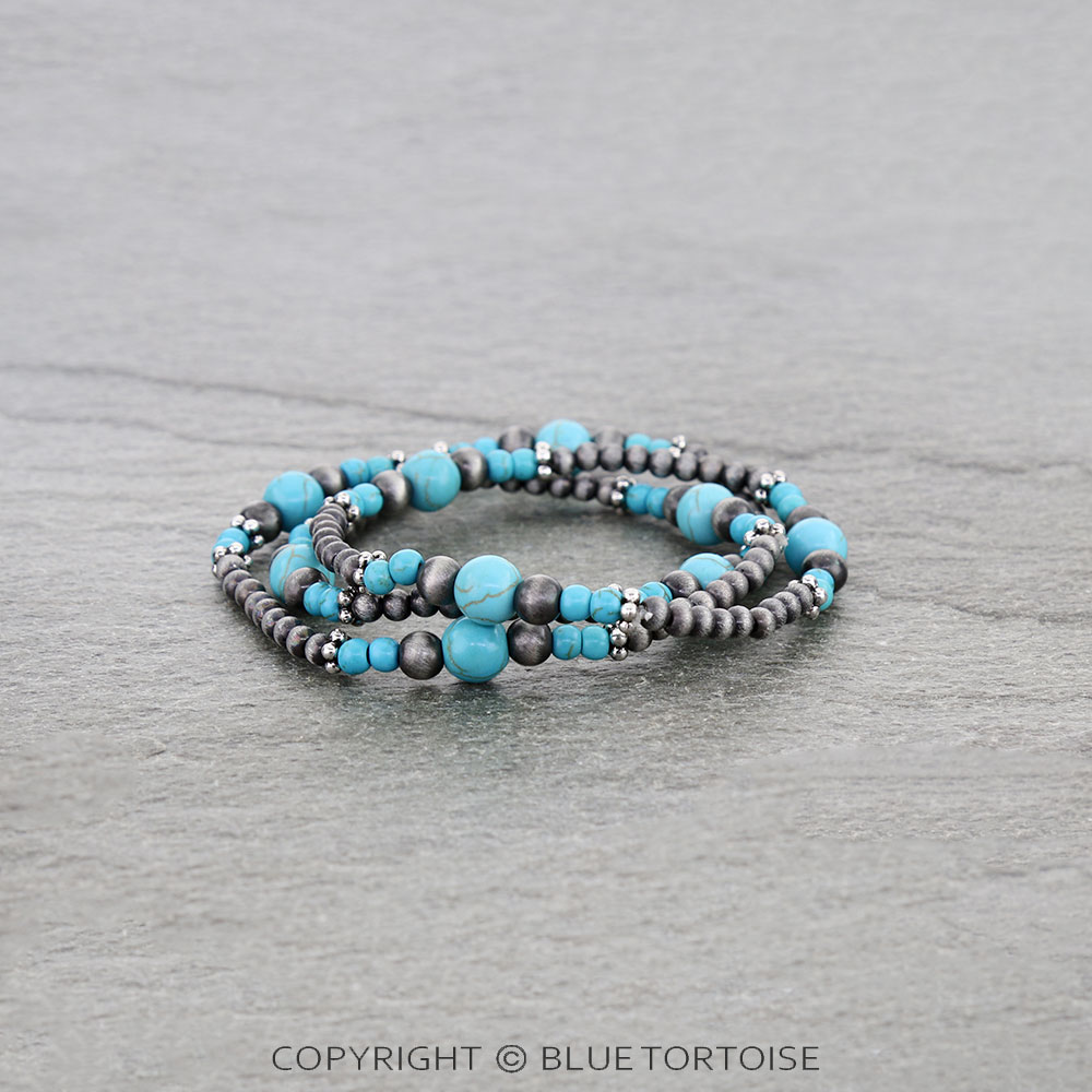 Western Style Pearl & Bead Stackable Bracelet