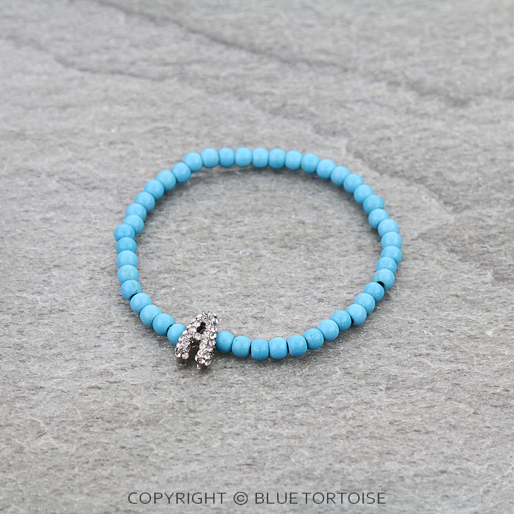 Paved Stone Bubble Initial Stretch Bracelet