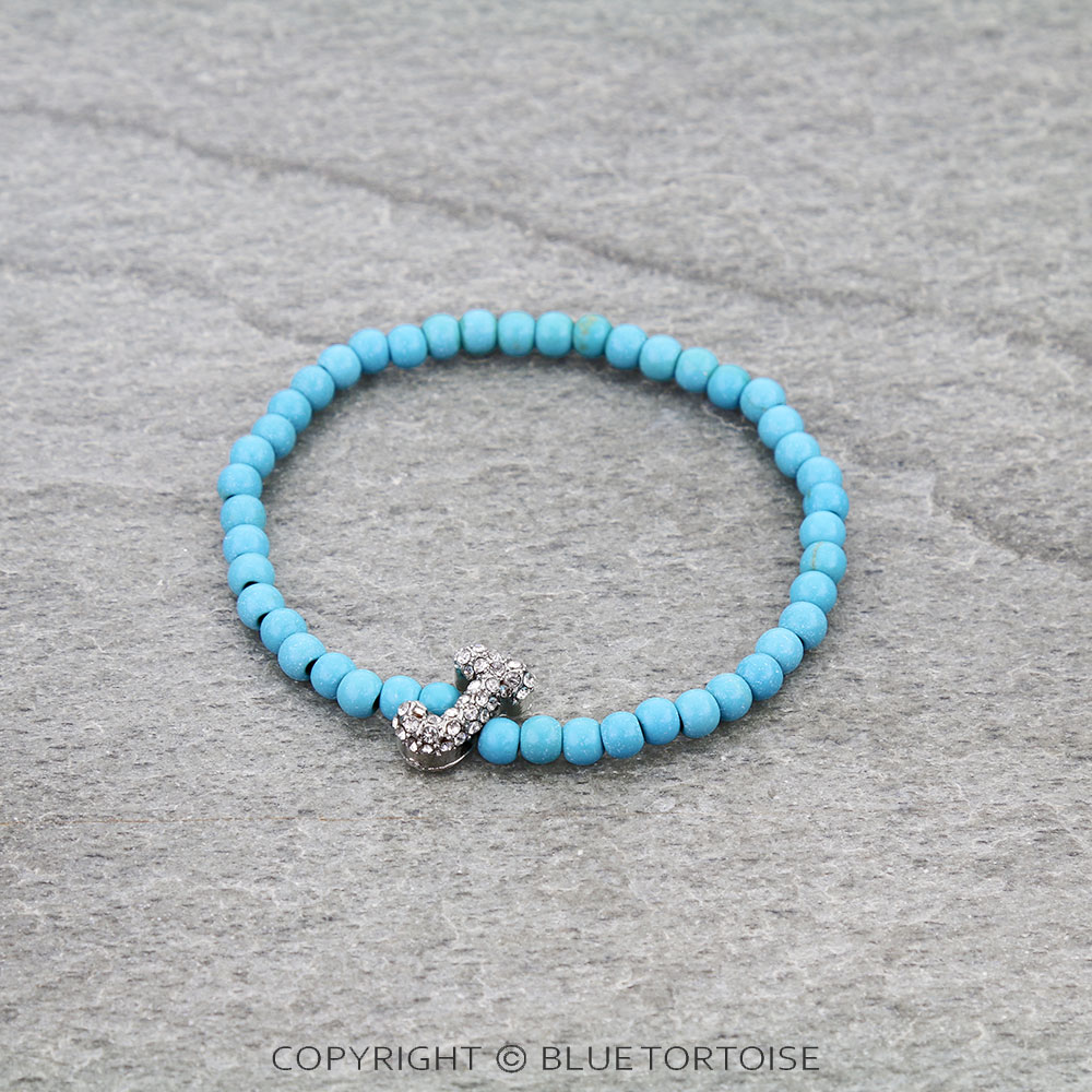 Paved Stone Bubble Initial Stretch Bracelet