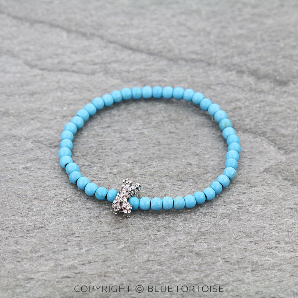 Paved Stone Bubble Initial Stretch Bracelet