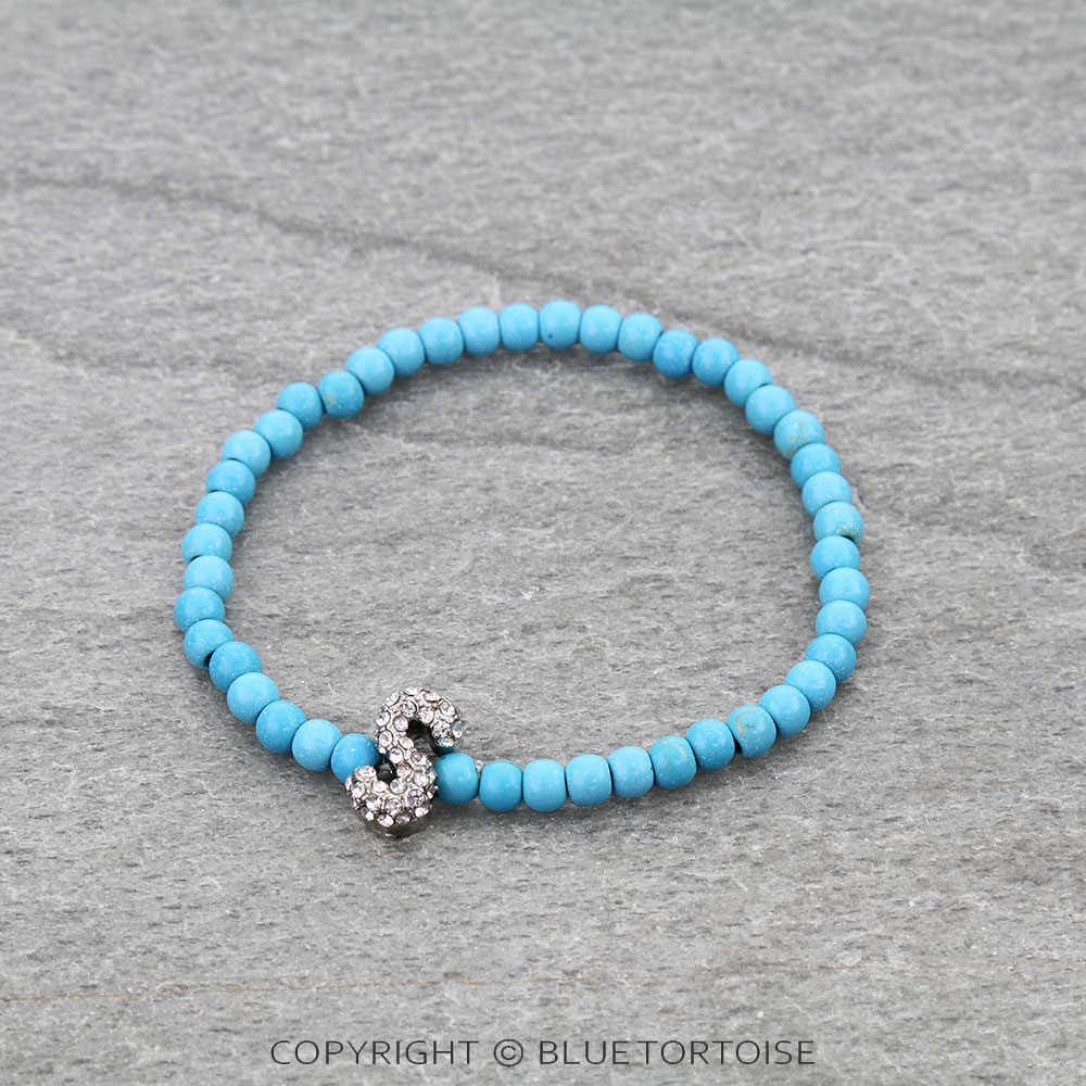 Paved Stone Bubble Initial Stretch Bracelet