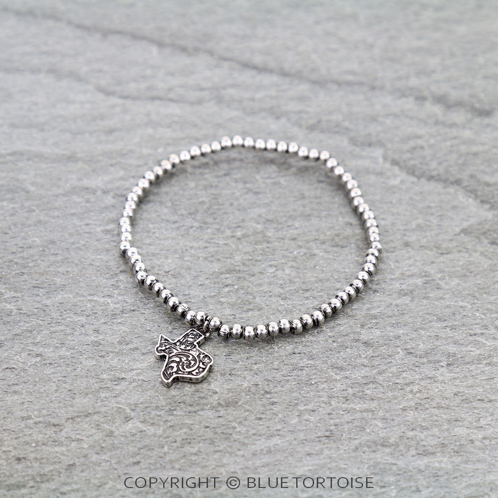 Western Etched Texas Map Stretch Bracelet