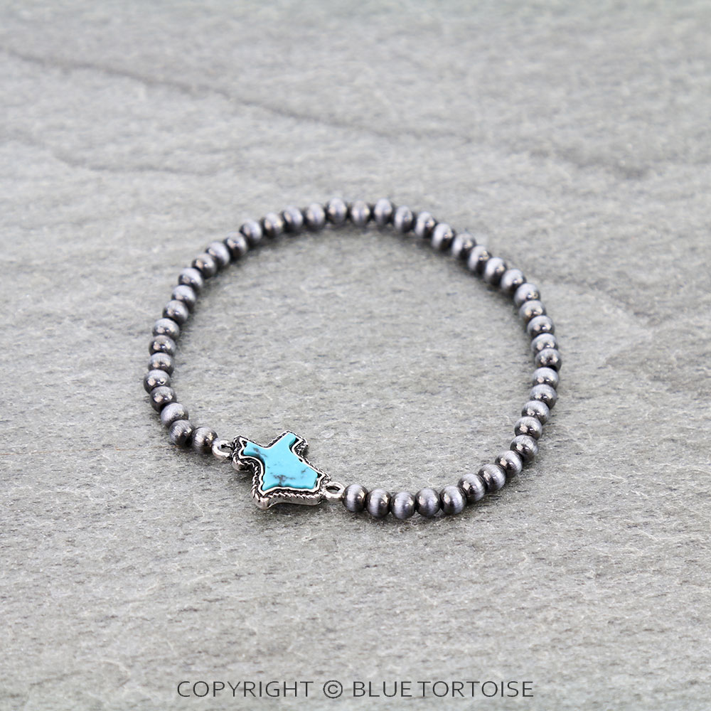 Western Texas Map Stone Stretch Bracelet