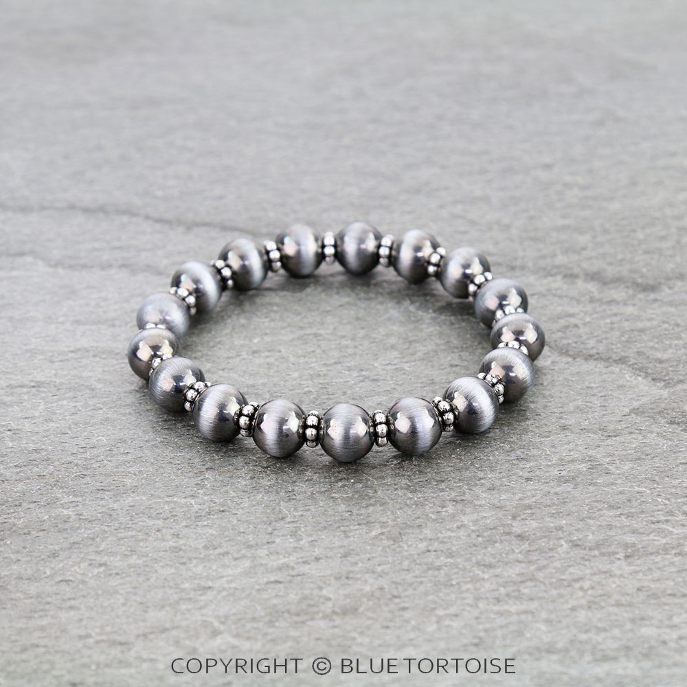 10mm Navajo Style Pearl Stretch Bracelet