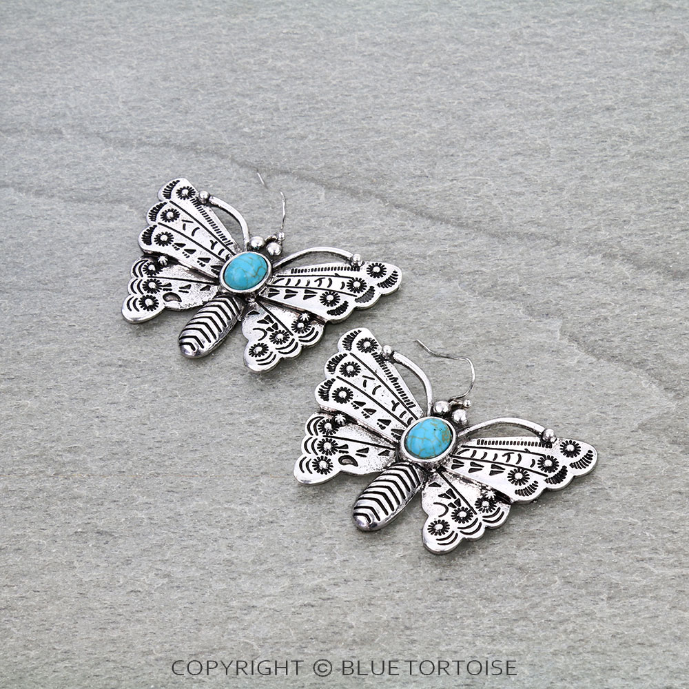 Western Butterfly Stone Dangle Earrings