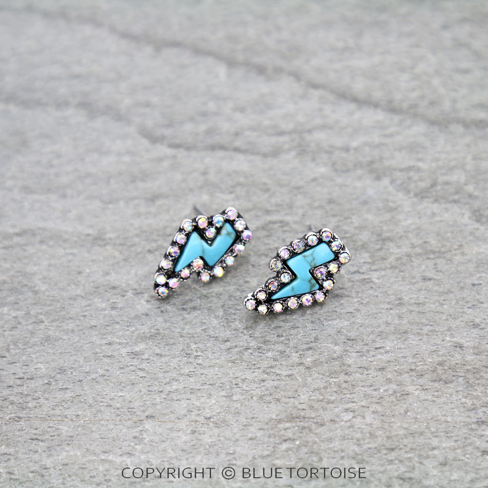 Western Thunder Paved Stone Stud Earrings