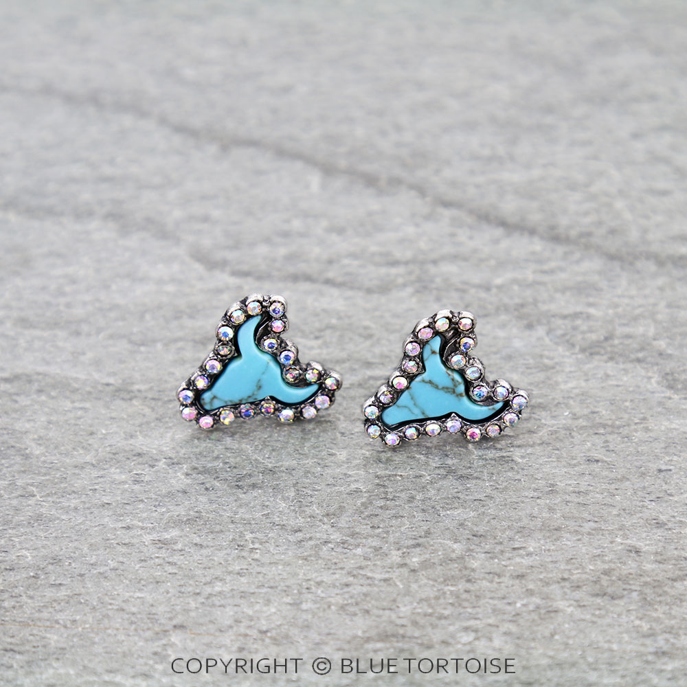 Western Steer Head Paved Stone Stud Earrings