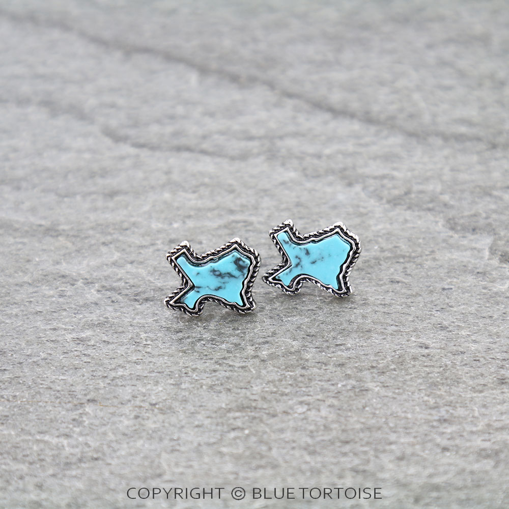 Western Texas Map Stone Stud Earrings