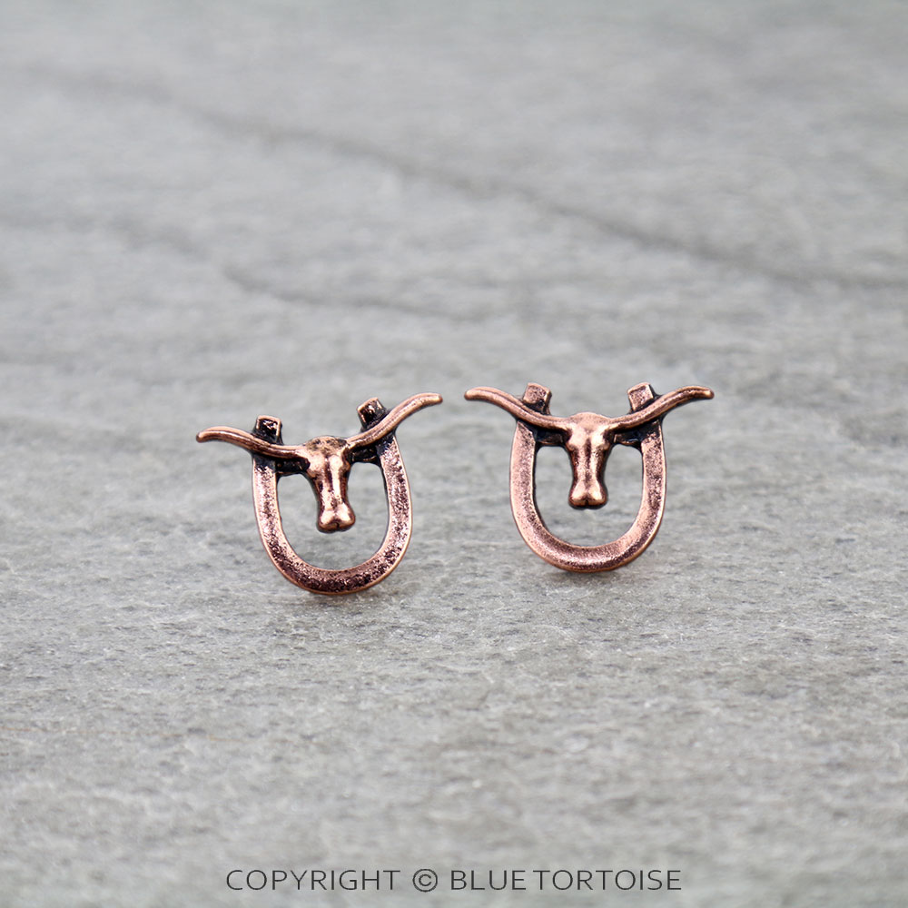 Western Longhorn Horseshoe Stud Earrings