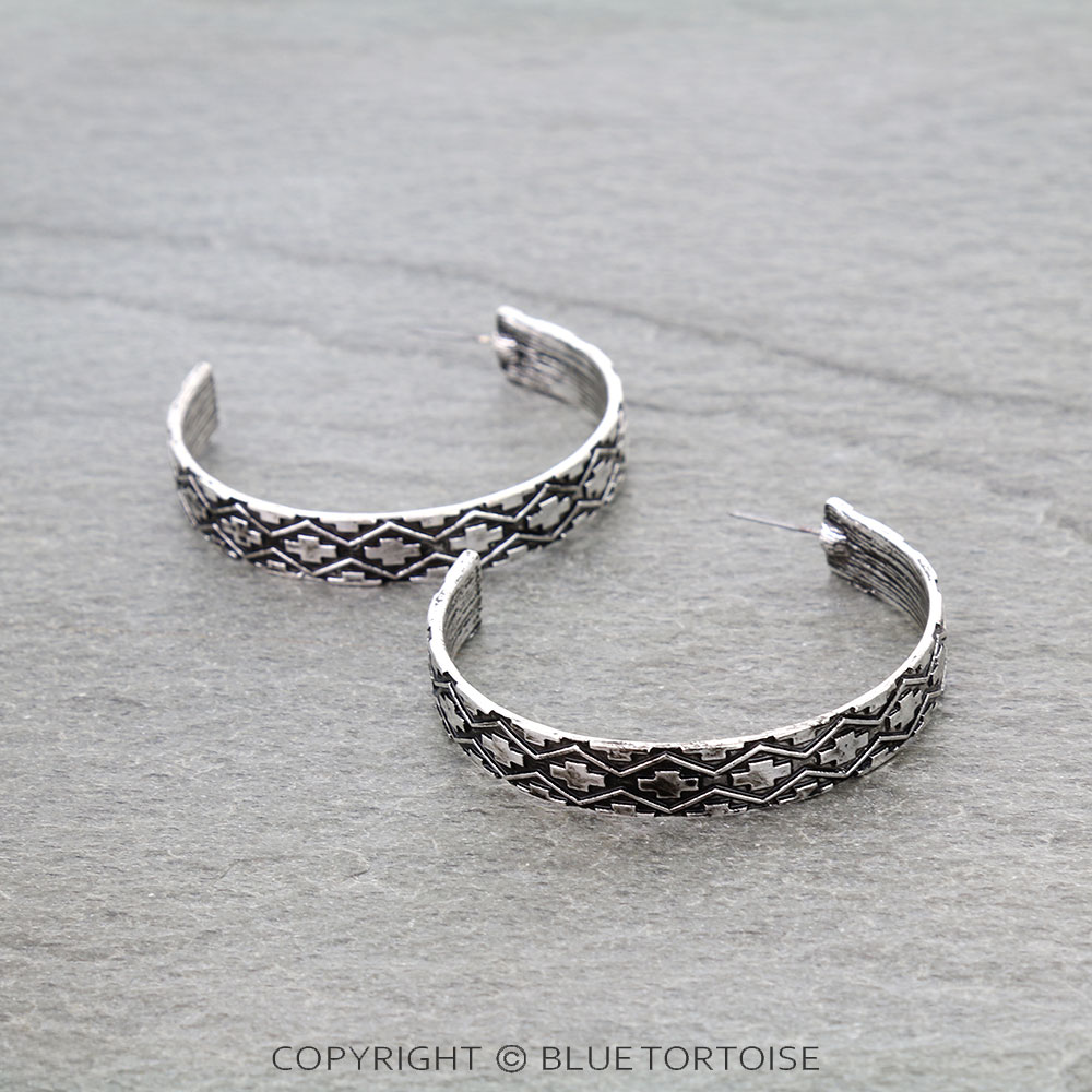 2" Western Aztec Hoop Earrings