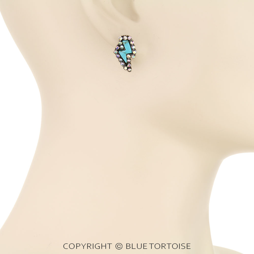 Western Thunder Paved Stone Stud Earrings - Image 2