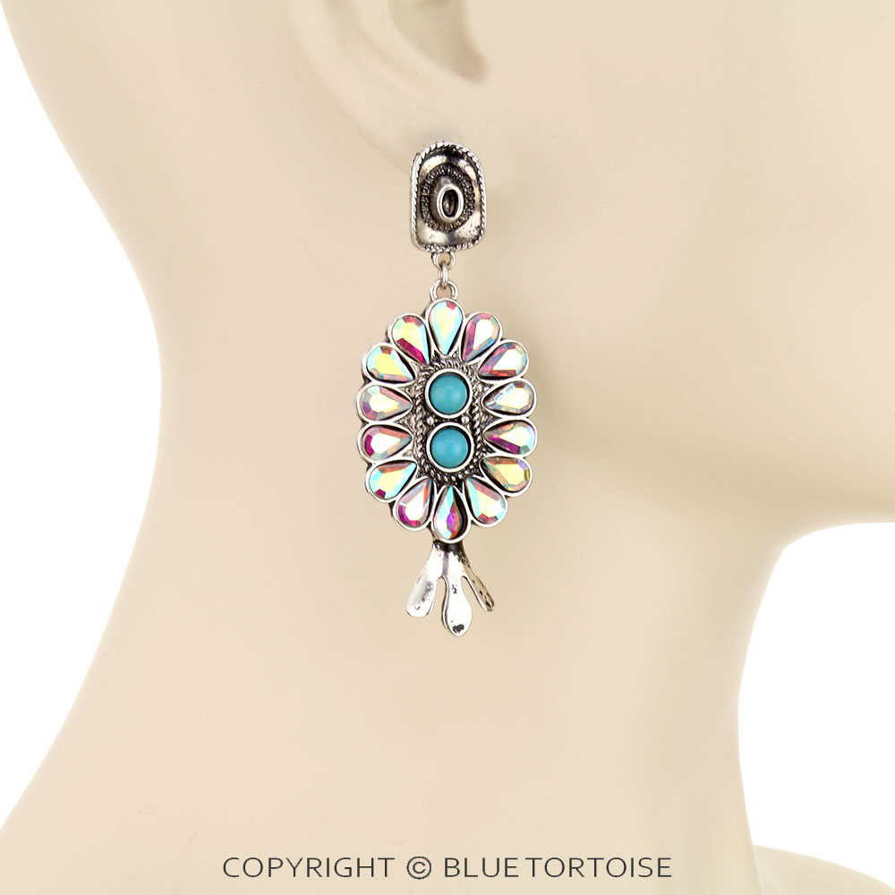 Western Concho Single Squash Blossom Stud Earrings - Image 2