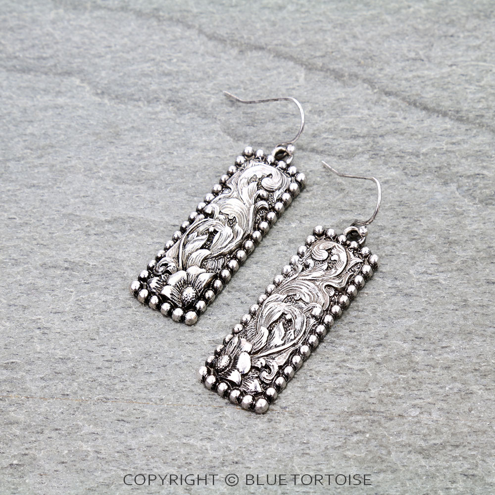 Western Filigree Bar Dangle Earrings
