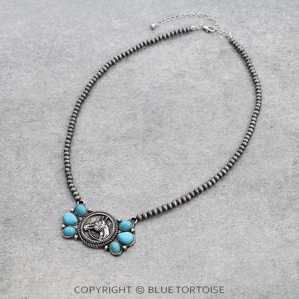 Western Horse Stone Necklace