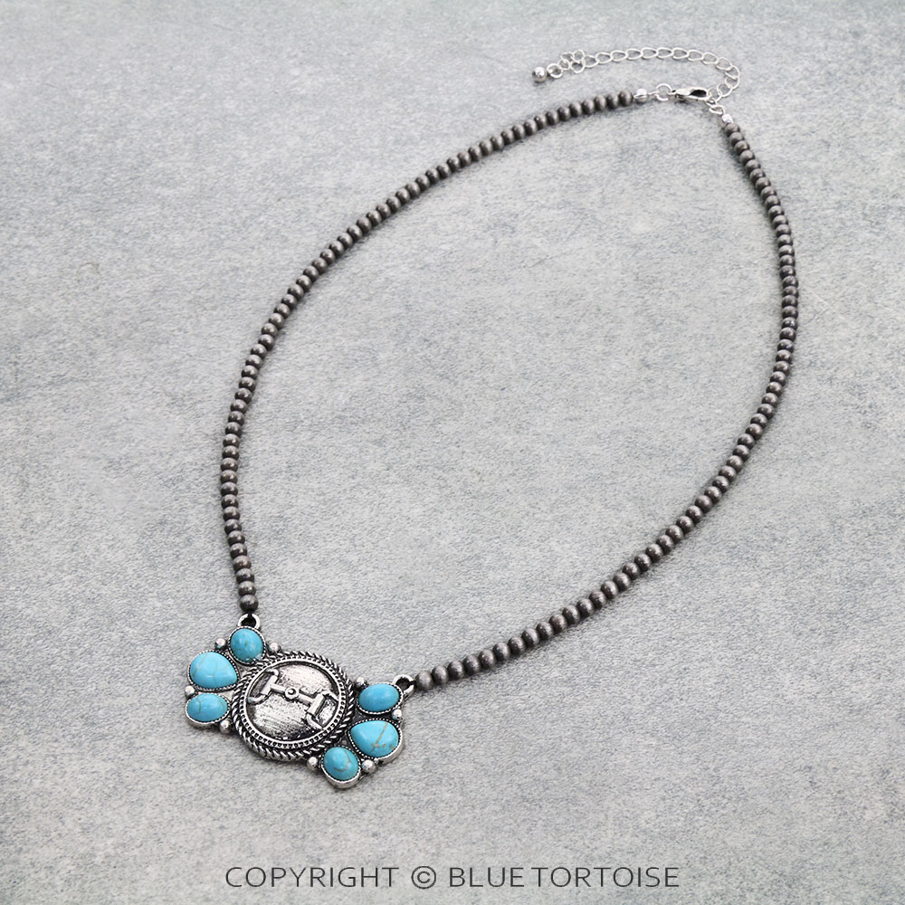 Western Horse Groove Stone Necklace