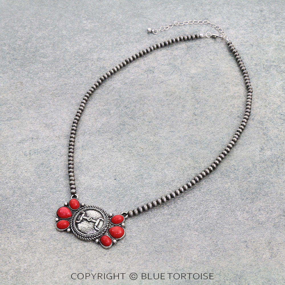 Western Horse Groove Stone Necklace