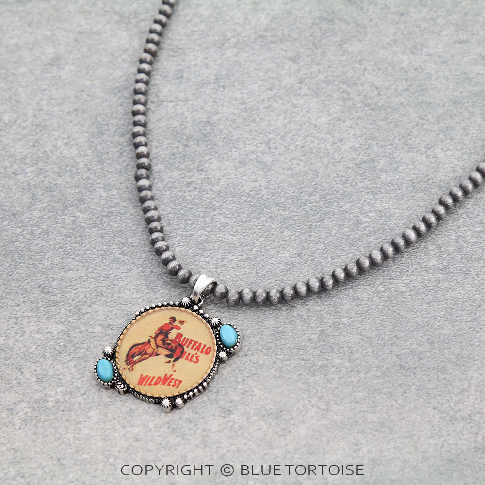 Western Buffalo Print Pendant Necklace - Image 2