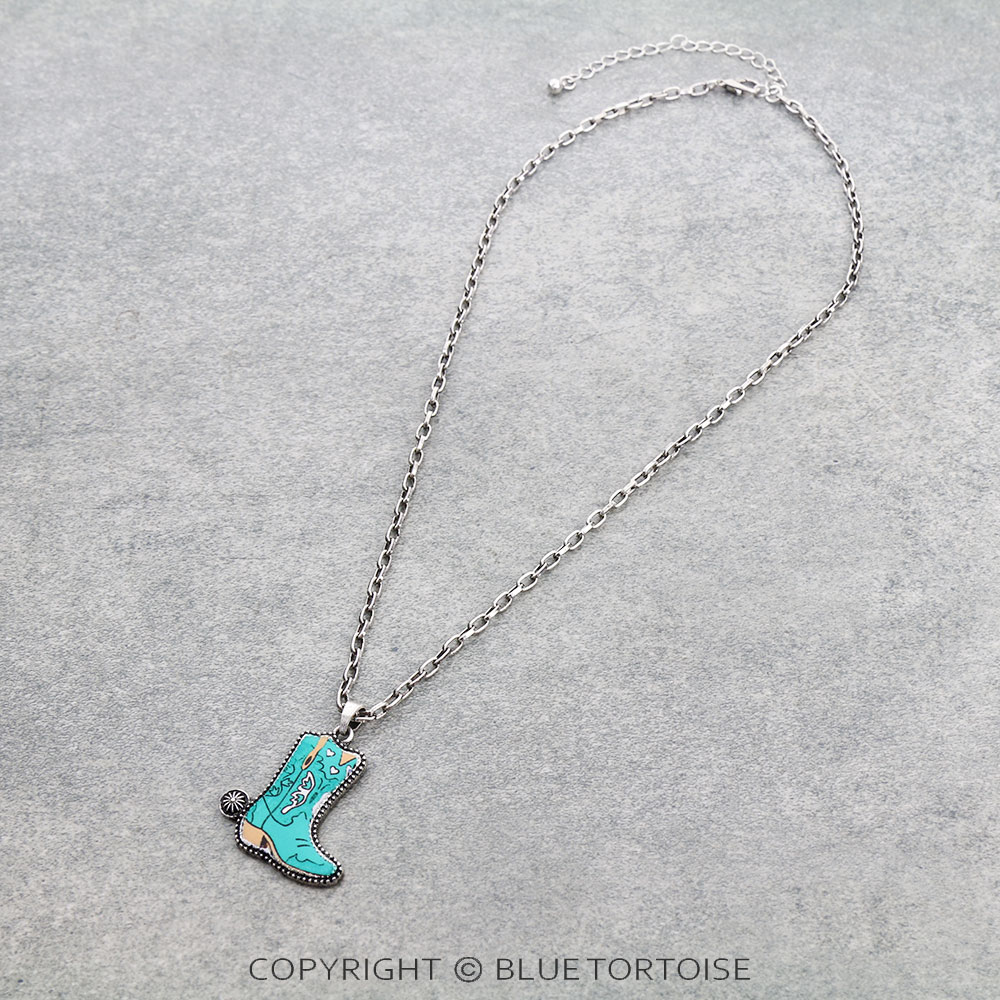 Western Cowboy Boot Print Necklace