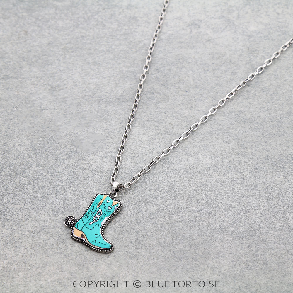 Western Cowboy Boot Print Necklace - Image 3