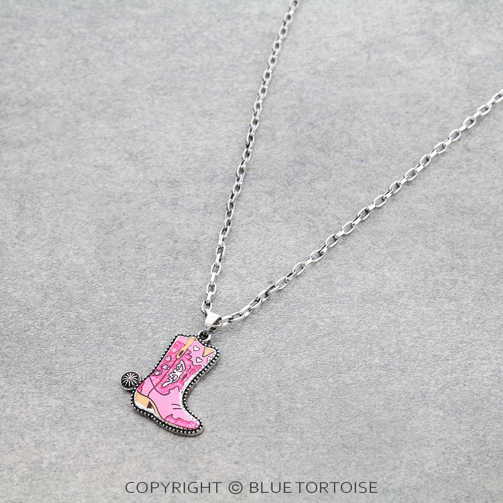 Western Cowboy Boot Print Necklace - Image 3