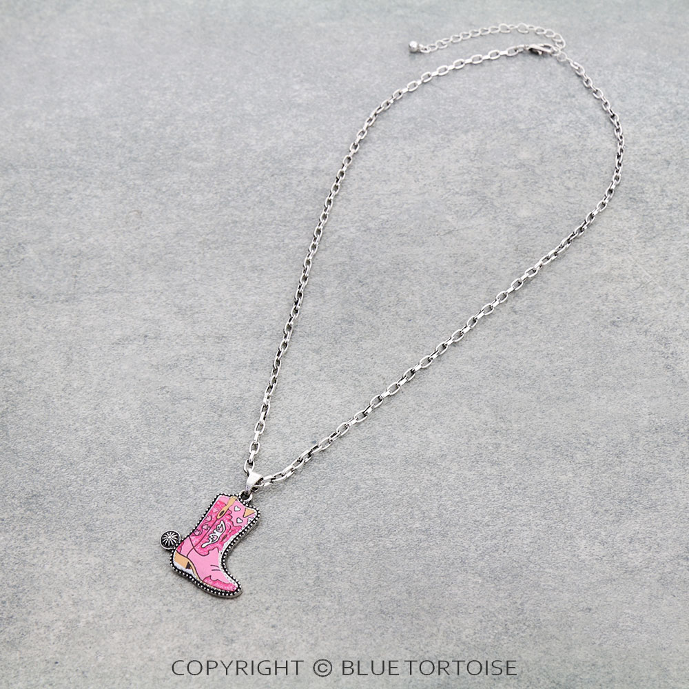 Western Cowboy Boot Print Necklace