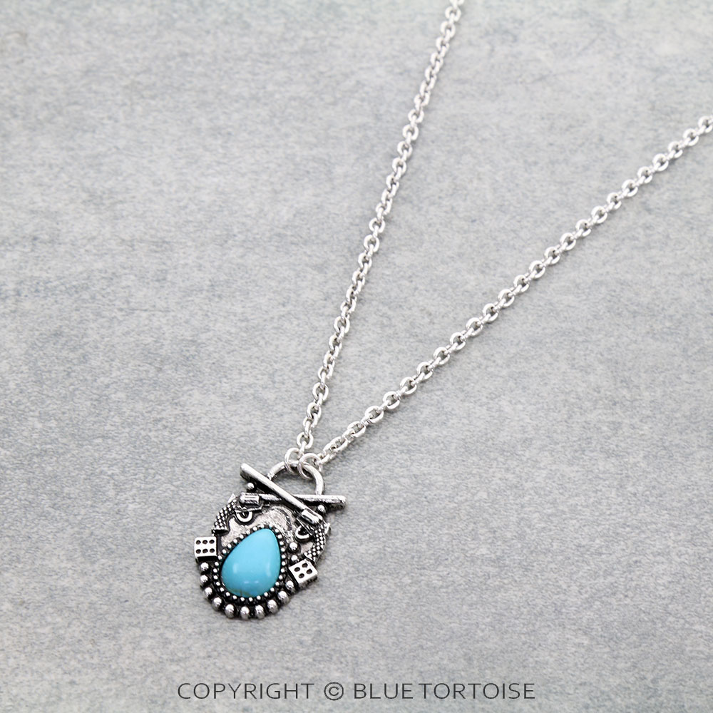 Western Pistol Stone Necklace