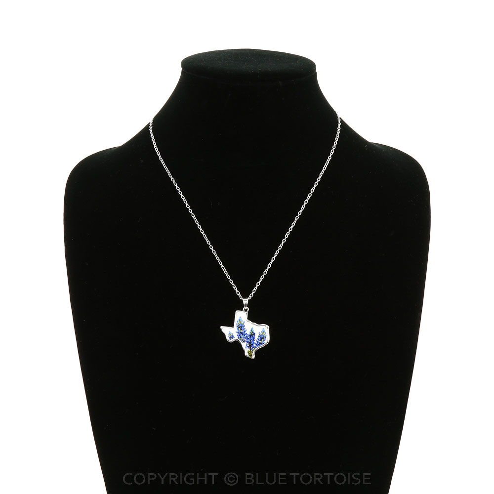 Blue Bonnet Texas Map Necklace - Image 2