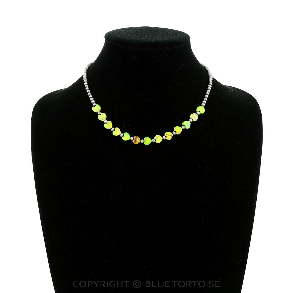 Navajo Style Pearl and Heart Bead Necklace - Image 2