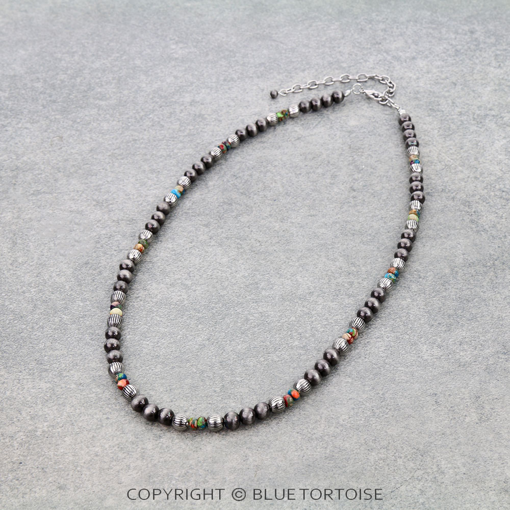 Navajo Style Pearl and Irregular Bead Necklace